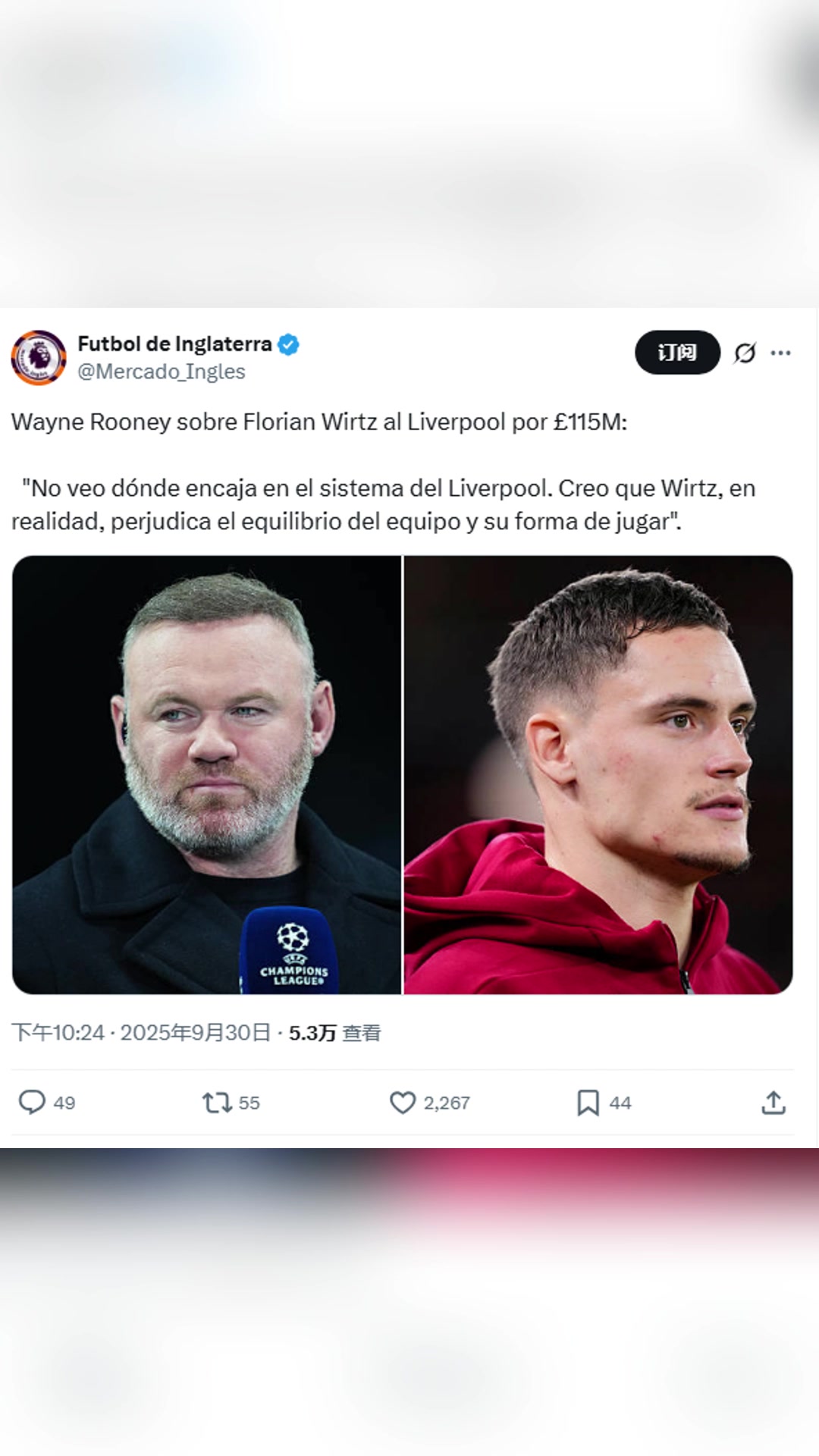 鲁尼看不出维尔茨适合利物浦体系他损害了球队平衡和风格